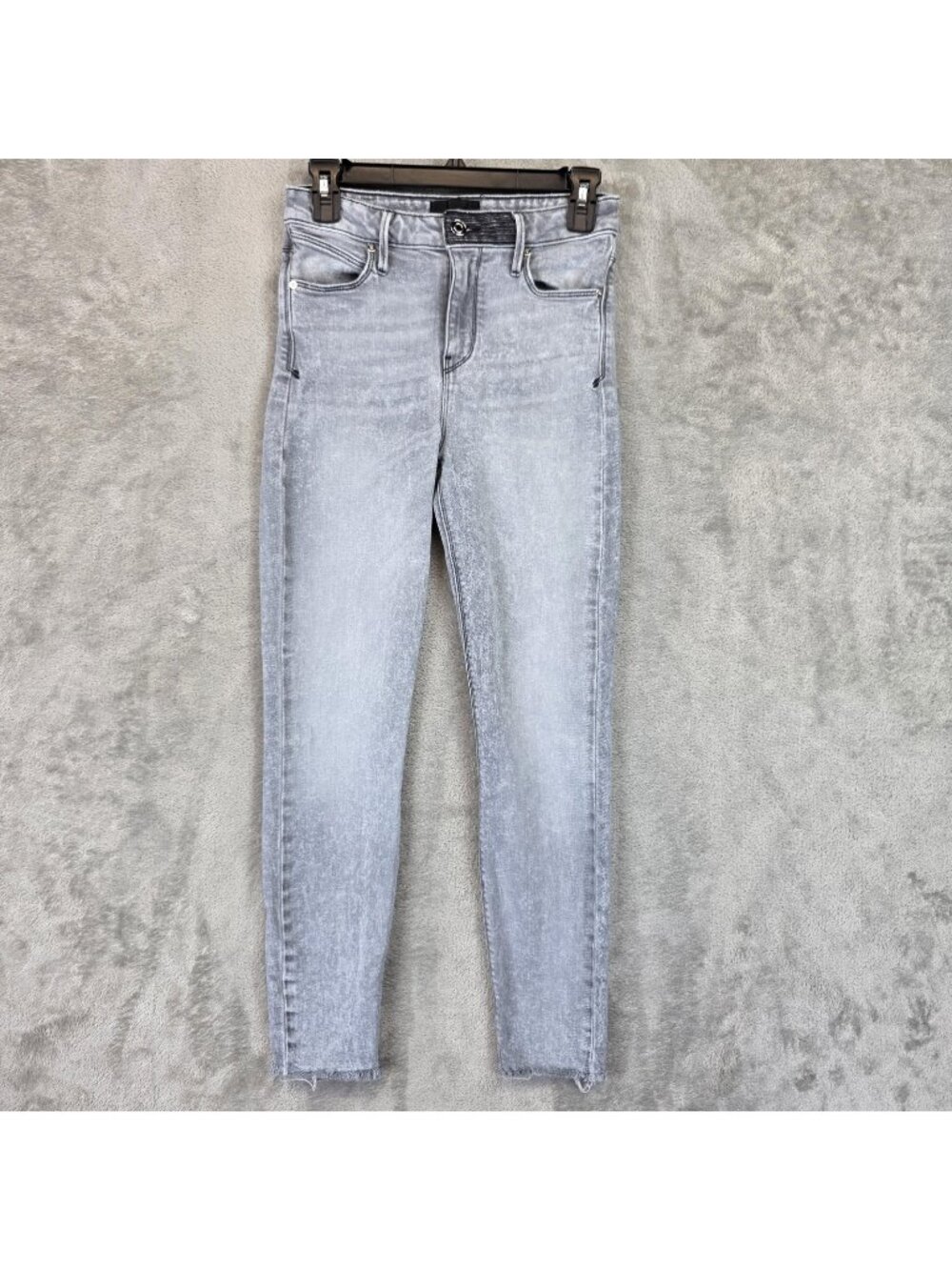RtA Skinny Jeans Womens 26 Gray Light Wash Zipper Pocket Raw Hem Stretch Denim